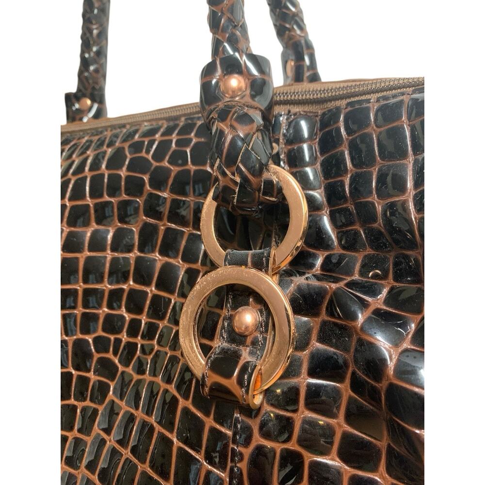 La Gioe di Toscana Sharon Gioe Burgundy Reptile Leather Dome Satchel Bag - Picture 7 of 16